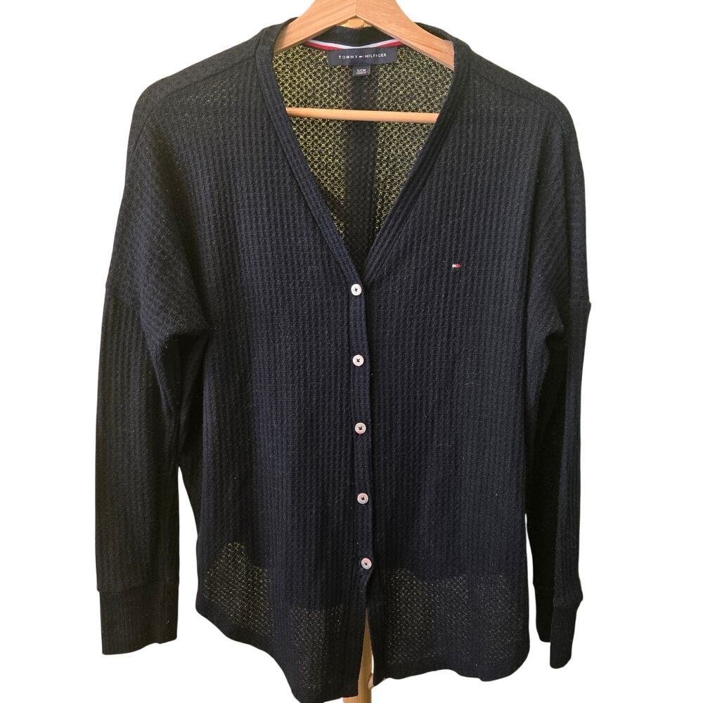Tommy Hilfiger Small Black Preppy Knit Cardigan [0245]